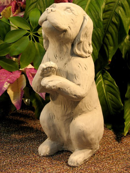 Cement dog statue Puppy Begging sculpture Garden Yard Art